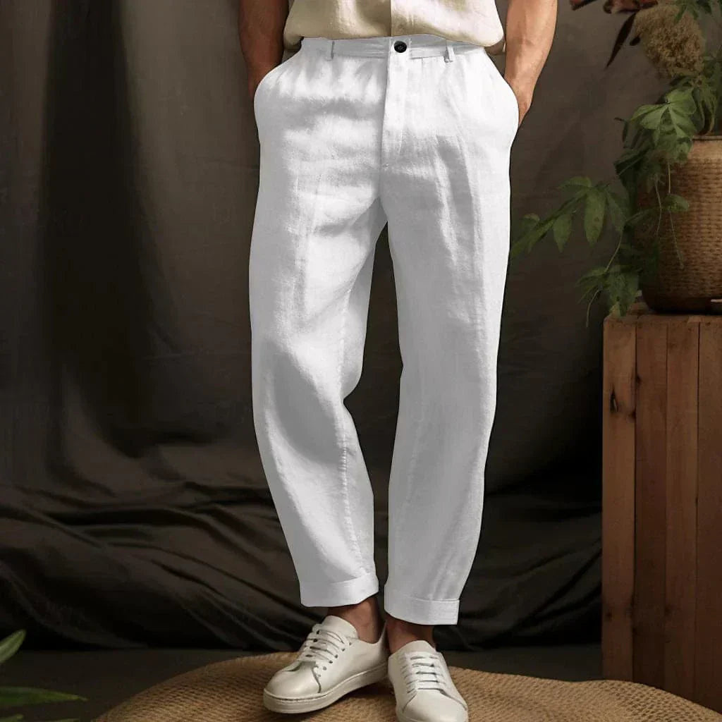 Summer Linen Trousers with Pockets for Men