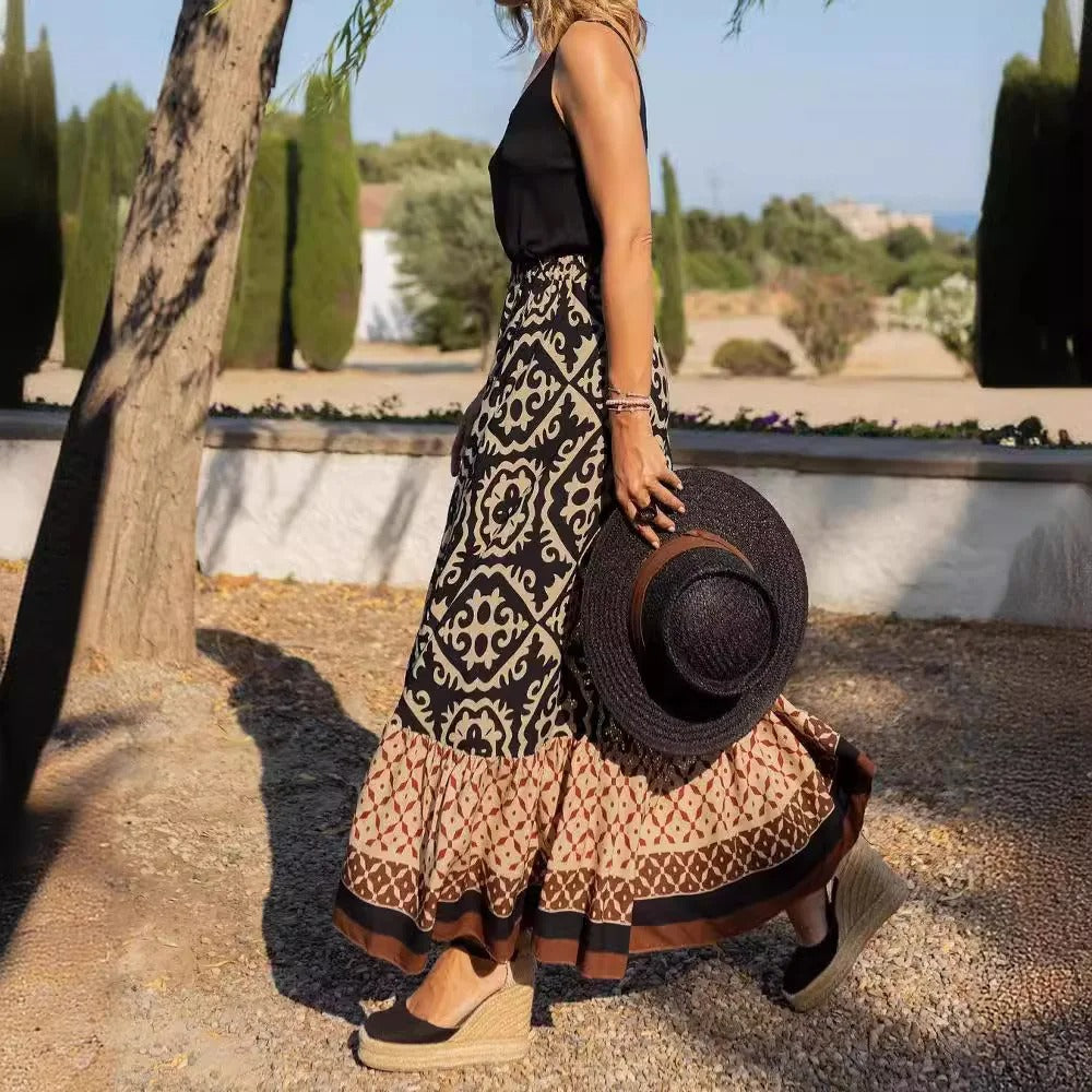 Women’s Summer Maxi Skirt with Geometric Pattern