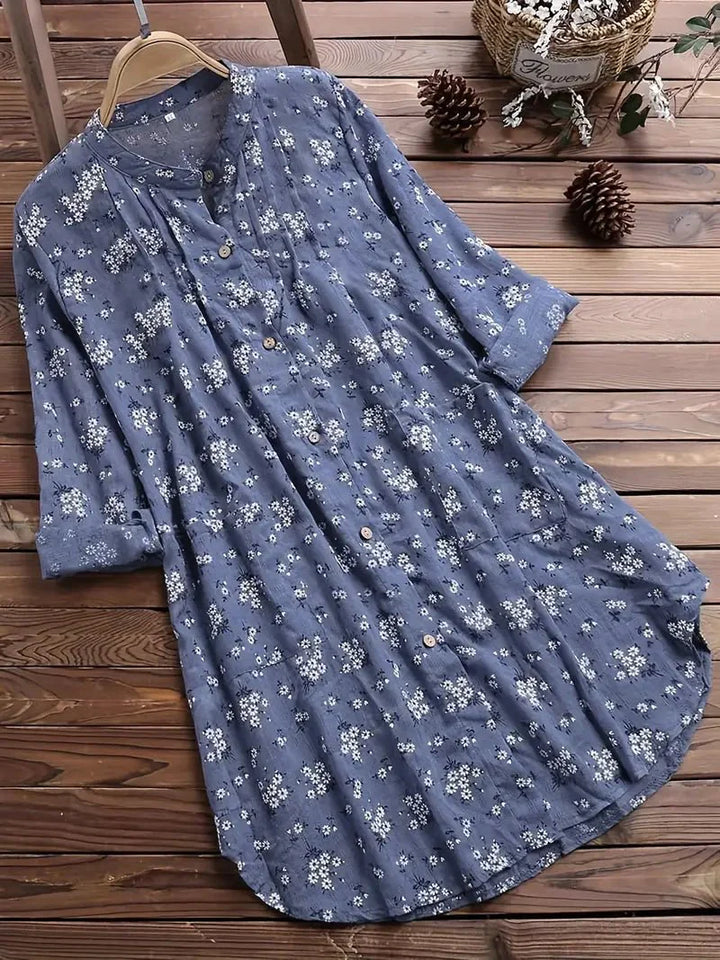 Women’s Long-Sleeved Tunic Top with Floral Print