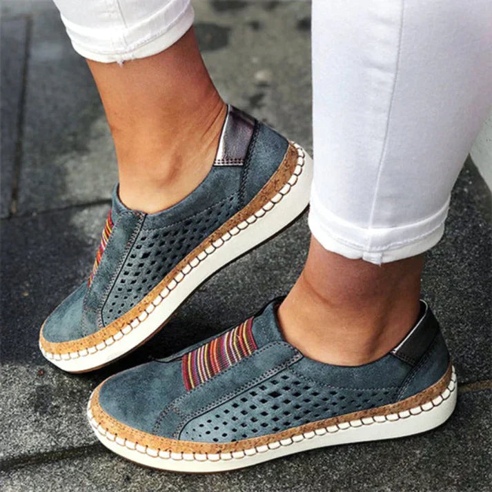 Women’s Slip-On Walking Shoes with Perforated Upper