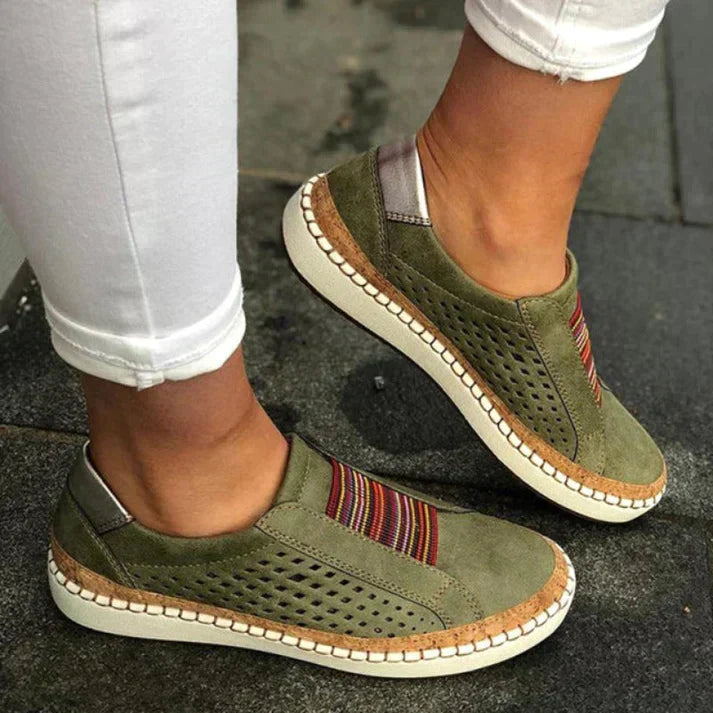 Women’s Slip-On Walking Shoes with Perforated Upper
