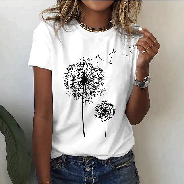Women’s Short-Sleeve Dandelion Print T-Shirt