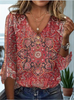 Women’s Floral Pattern V-Neck Shirt