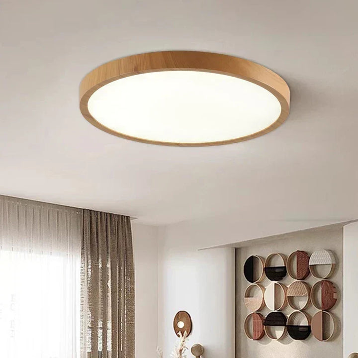 Ultra-Thin Round Walnut Wood Ceiling Light for Elegant Modern Spaces