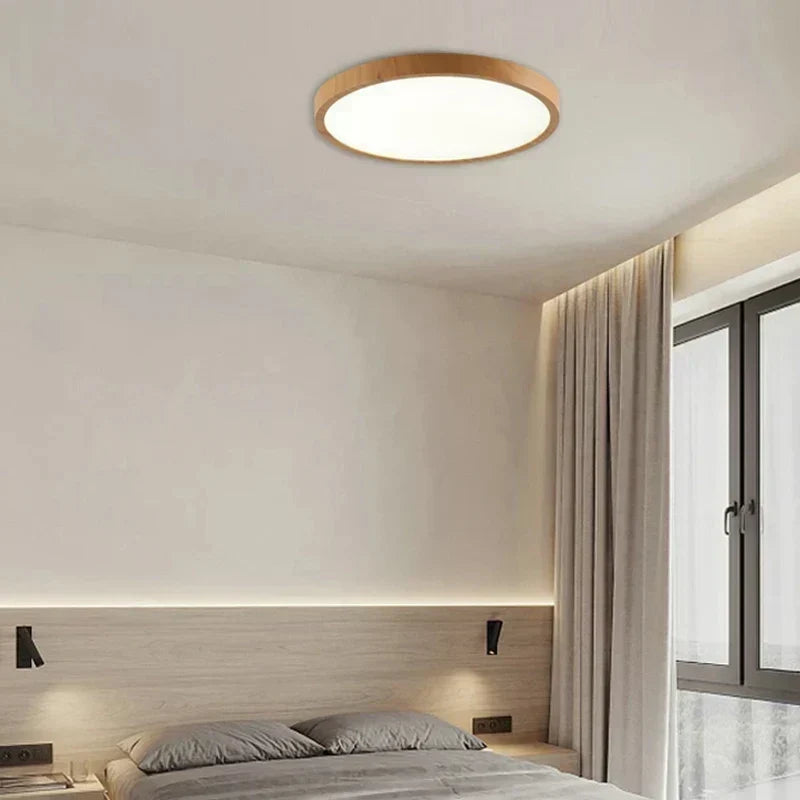 Ultra-Thin Round Walnut Wood Ceiling Light for Elegant Modern Spaces