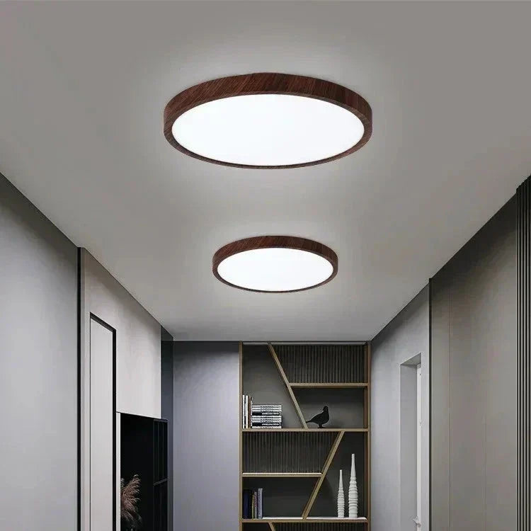 Ultra-Thin Round Walnut Wood Ceiling Light for Elegant Modern Spaces