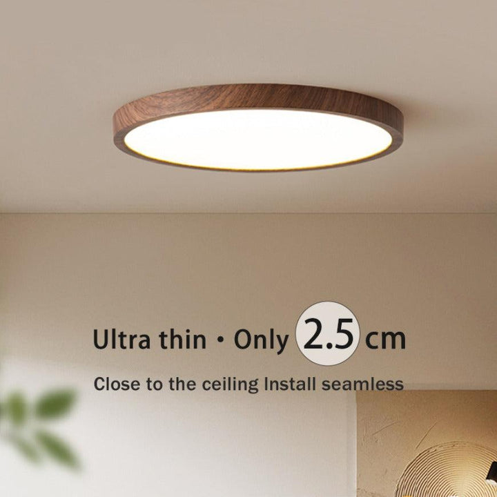 Ultra-Thin Round Walnut Wood Ceiling Light for Elegant Modern Spaces