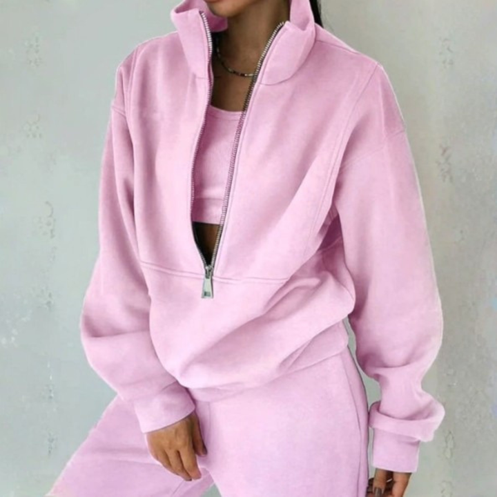 Cropped Half-Zip Jogger Two-Piece Set