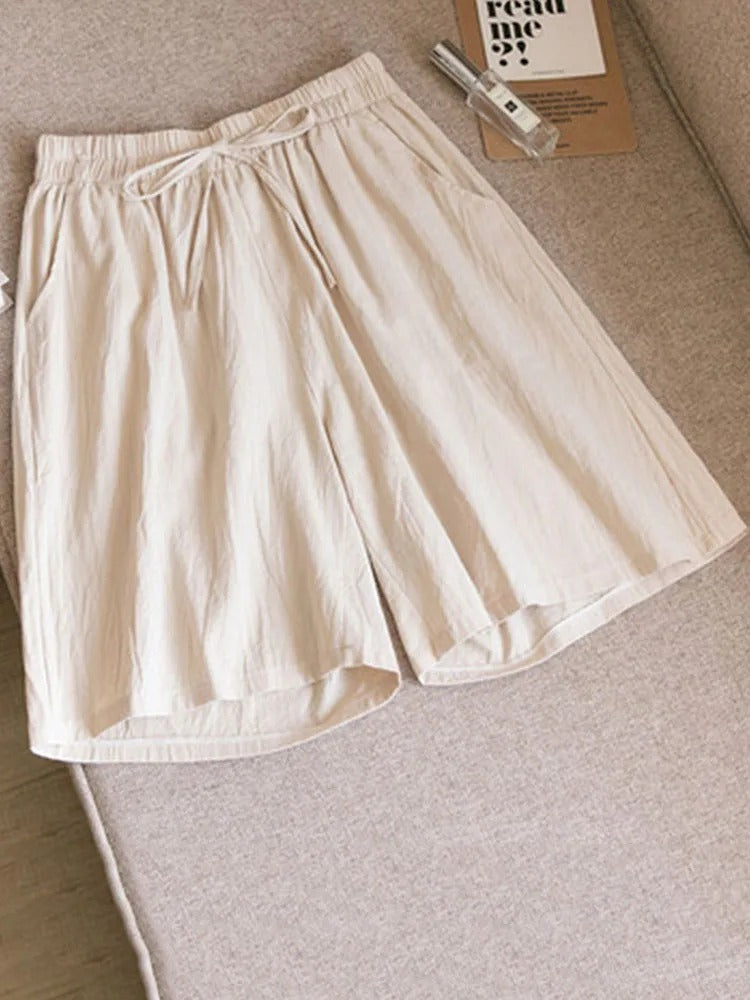 Women's Linen Shorts with Drawstring