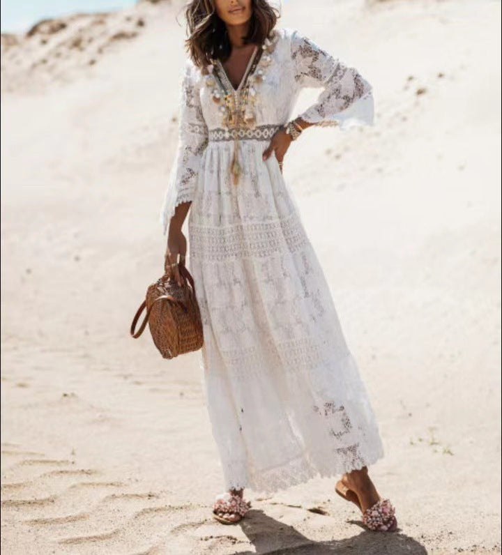 Boho V-Neck Maxi Dress for Women