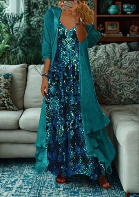 Women’s Two-Piece Sparkly Maxi Dress Set